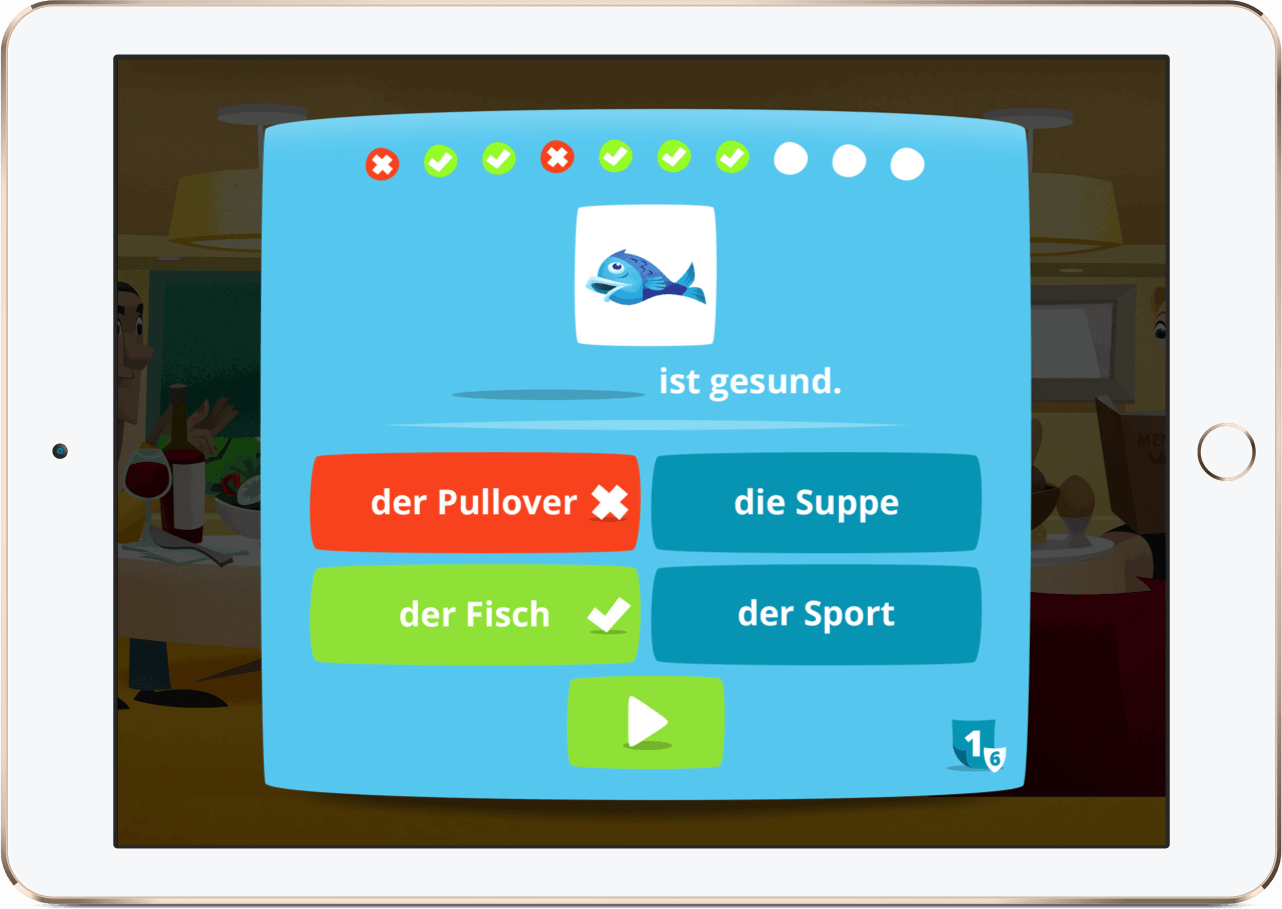 Ein Screen von Lern Deutsch auf einem iPad.